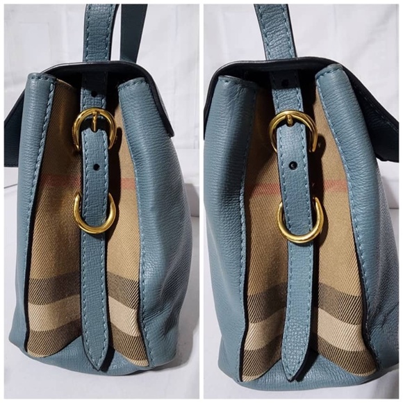 Authentic BURBERRY Derby Calfskin House Check Small Camberley Slate Blue - Picture 5 of 12